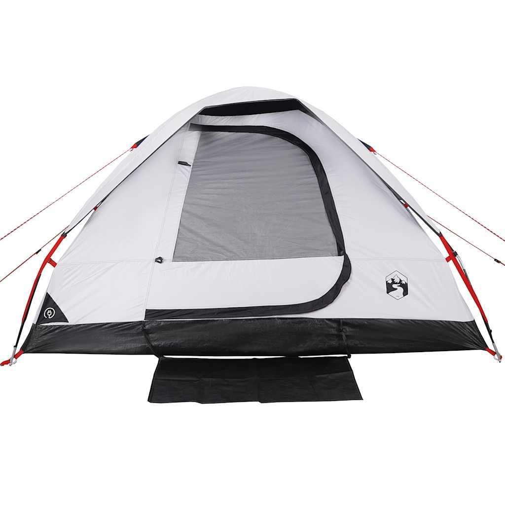 Kuppeltelt For Camping 4 Personer Hvit Blendingsstoff Vanntett