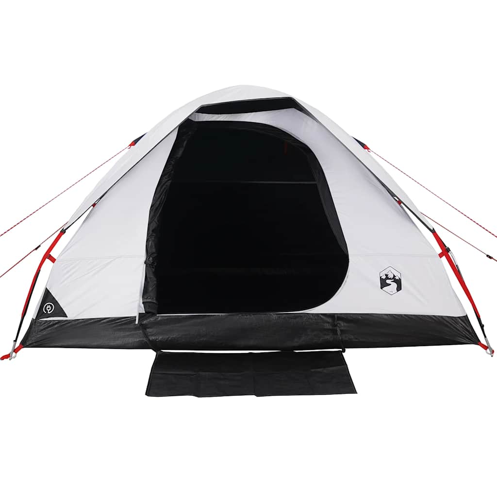 Kuppeltelt For Camping 4 Personer Hvit Blendingsstoff Vanntett