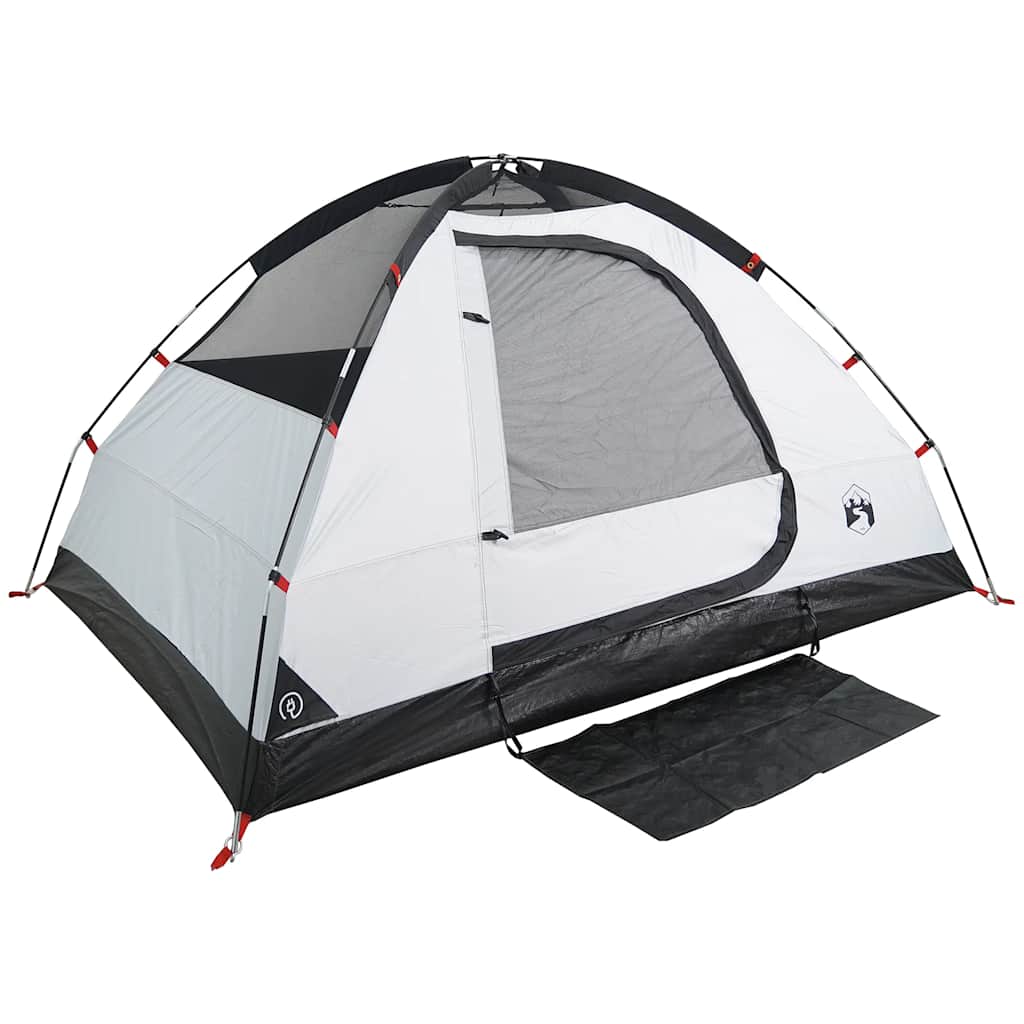 Kuppeltelt For Camping 4 Personer Hvit Blendingsstoff Vanntett