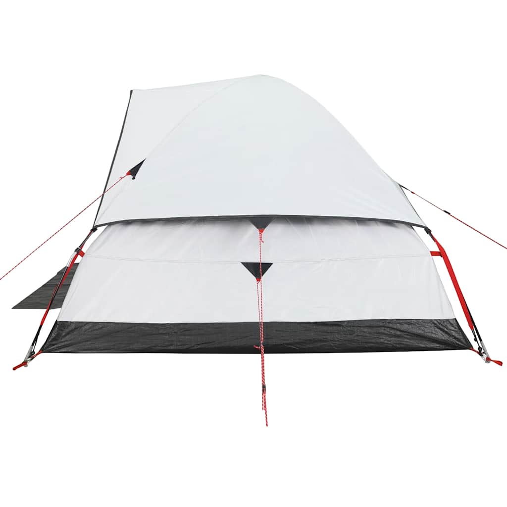 Kuppeltelt For Camping 4 Personer Hvit Blendingsstoff Vanntett