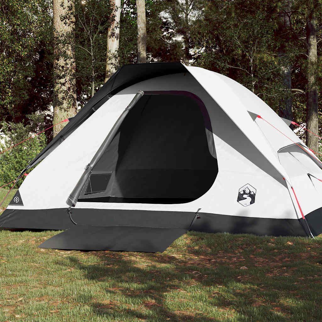 Kuppeltelt For Camping 4 Personer Hvit Blendingsstoff Vanntett