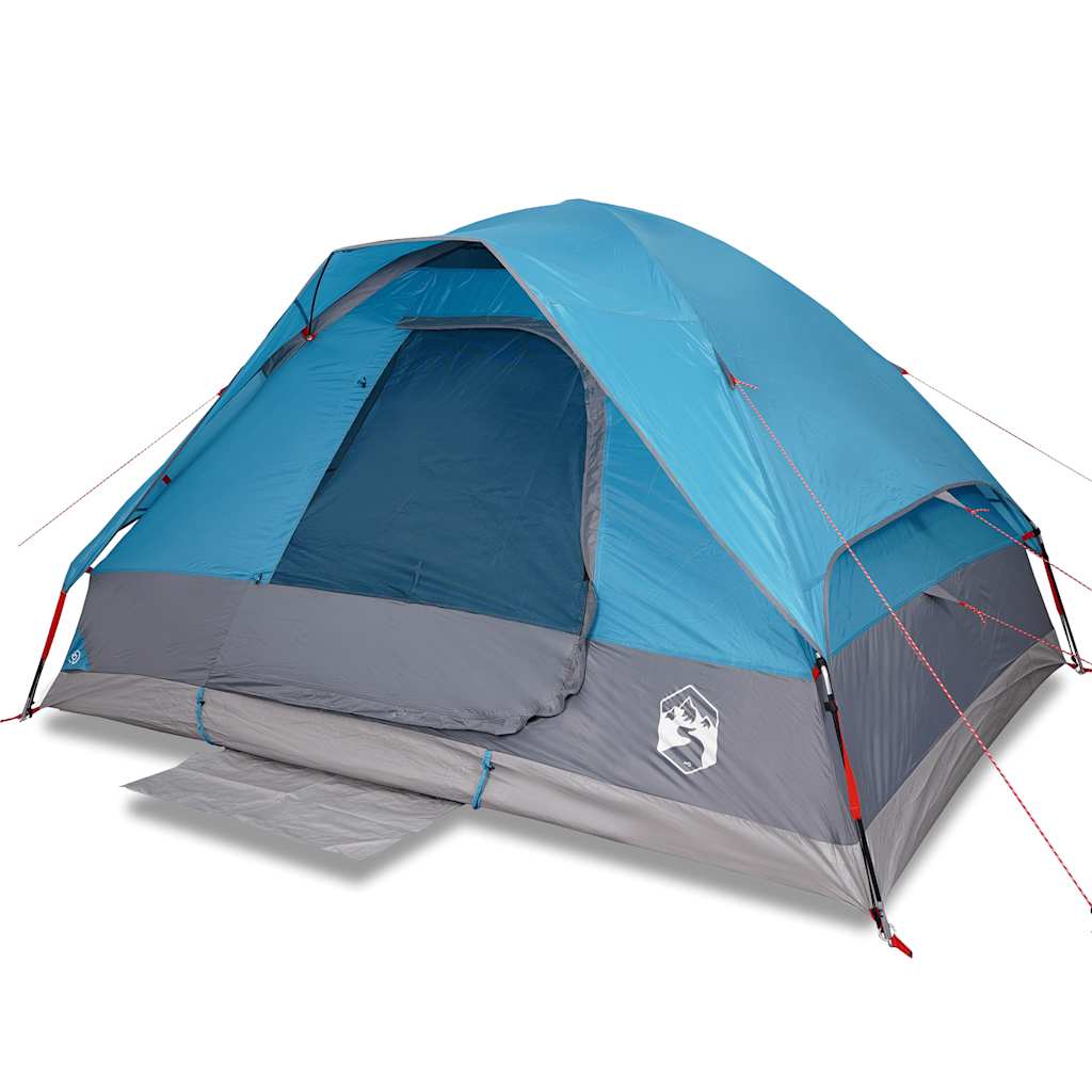 Kuppeltelt For Camping 6 Personer Blå Vanntett