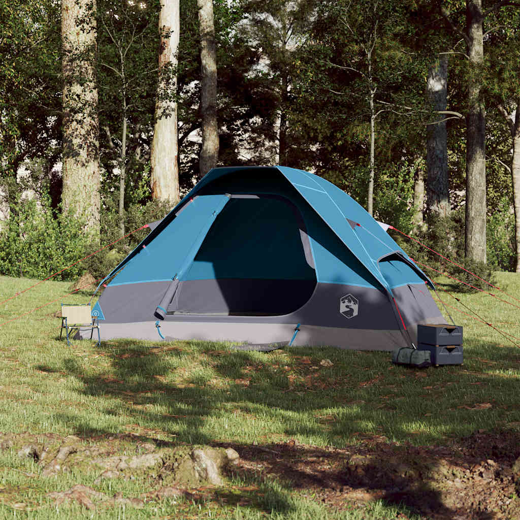 Kuppeltelt For Camping 6 Personer Blå Vanntett