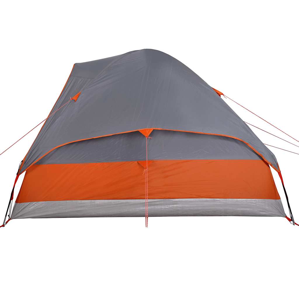 Kuppeltelt For Camping 6 Personer Grå Og Oransje Vanntett