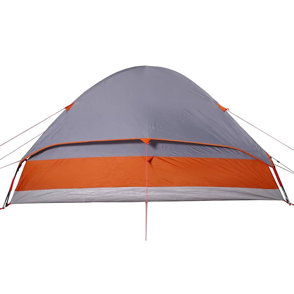 Kuppeltelt For Camping 6 Personer Grå Og Oransje Vanntett