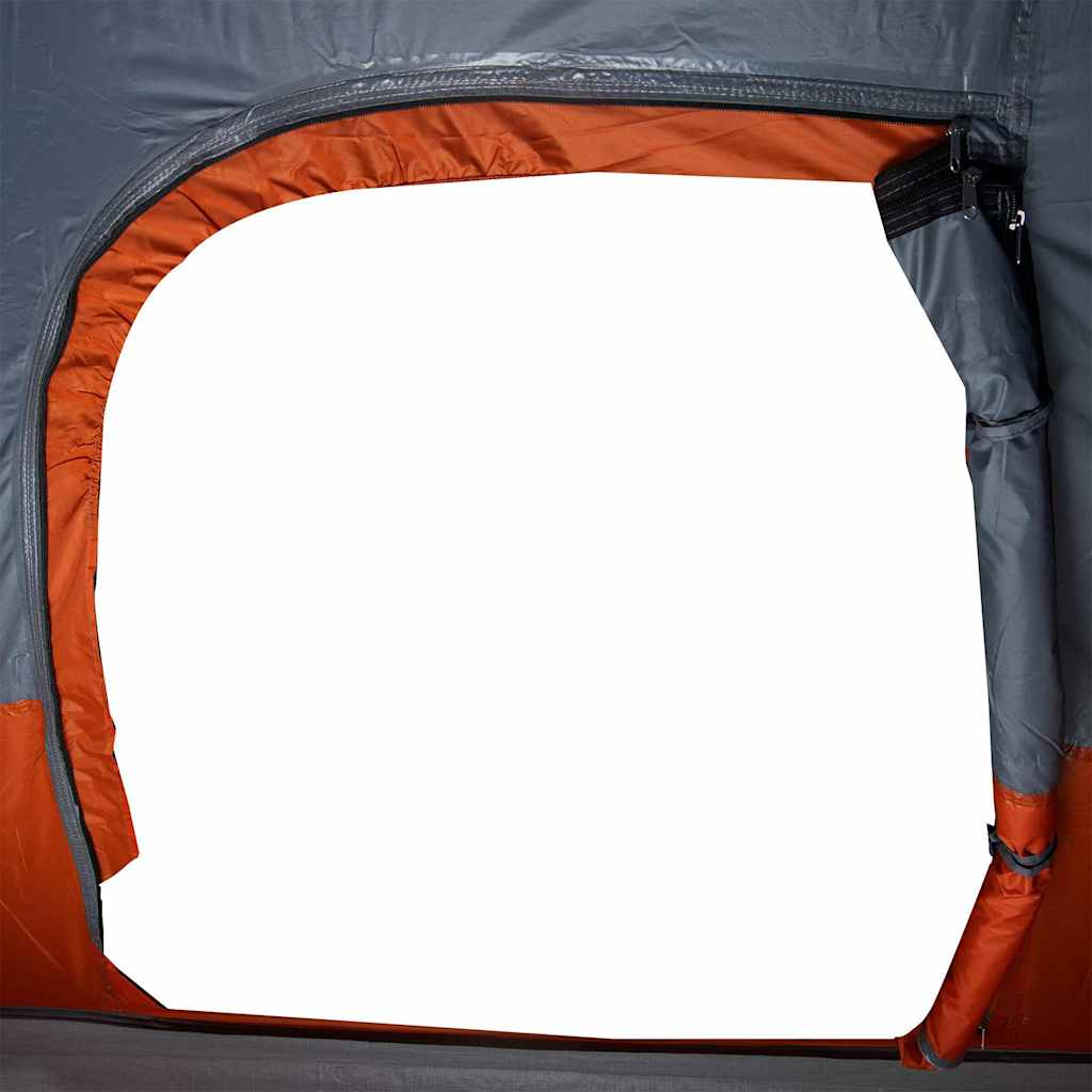 Kuppeltelt For Camping 6 Personer Grå Og Oransje Vanntett