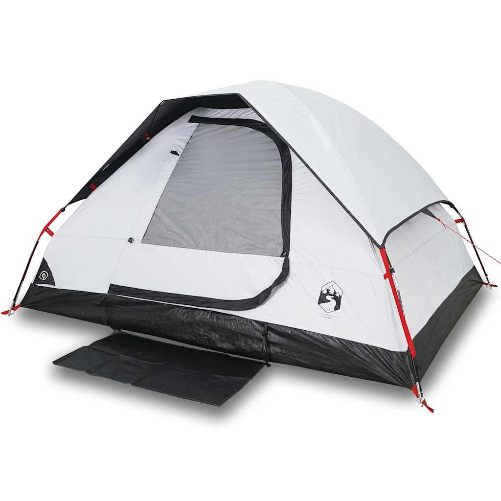 Kuppeltelt For Camping 6 Personer Hvit Blendingsstoff Vanntett