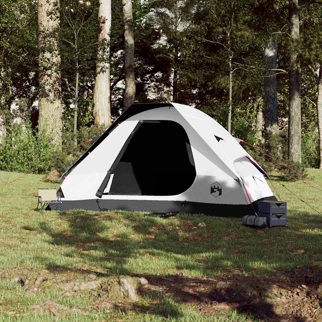 Kuppeltelt For Camping 6 Personer Hvit Blendingsstoff Vanntett