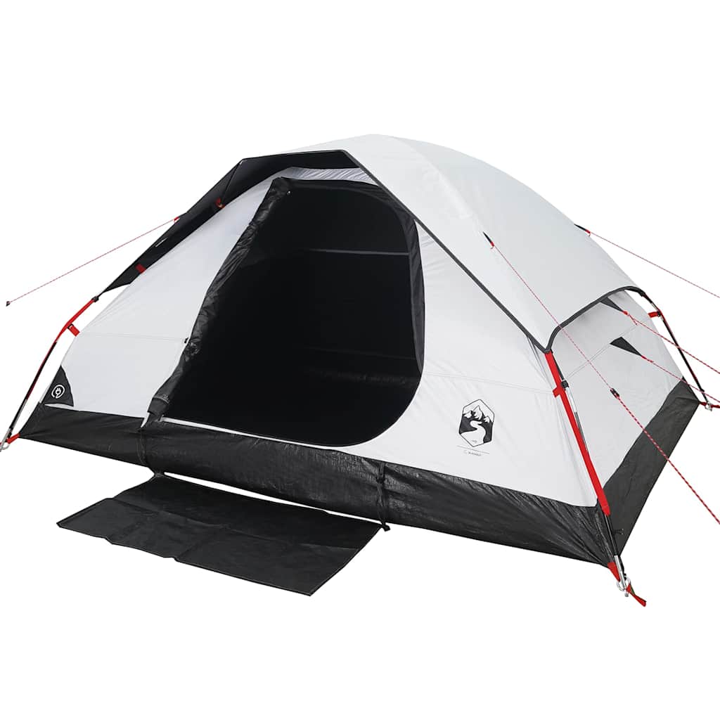 Kuppeltelt For Camping 6 Personer Hvit Blendingsstoff Vanntett