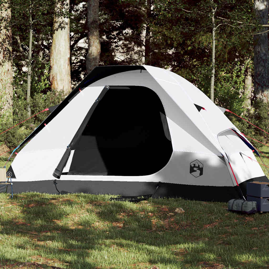 Kuppeltelt For Camping 6 Personer Hvit Blendingsstoff Vanntett