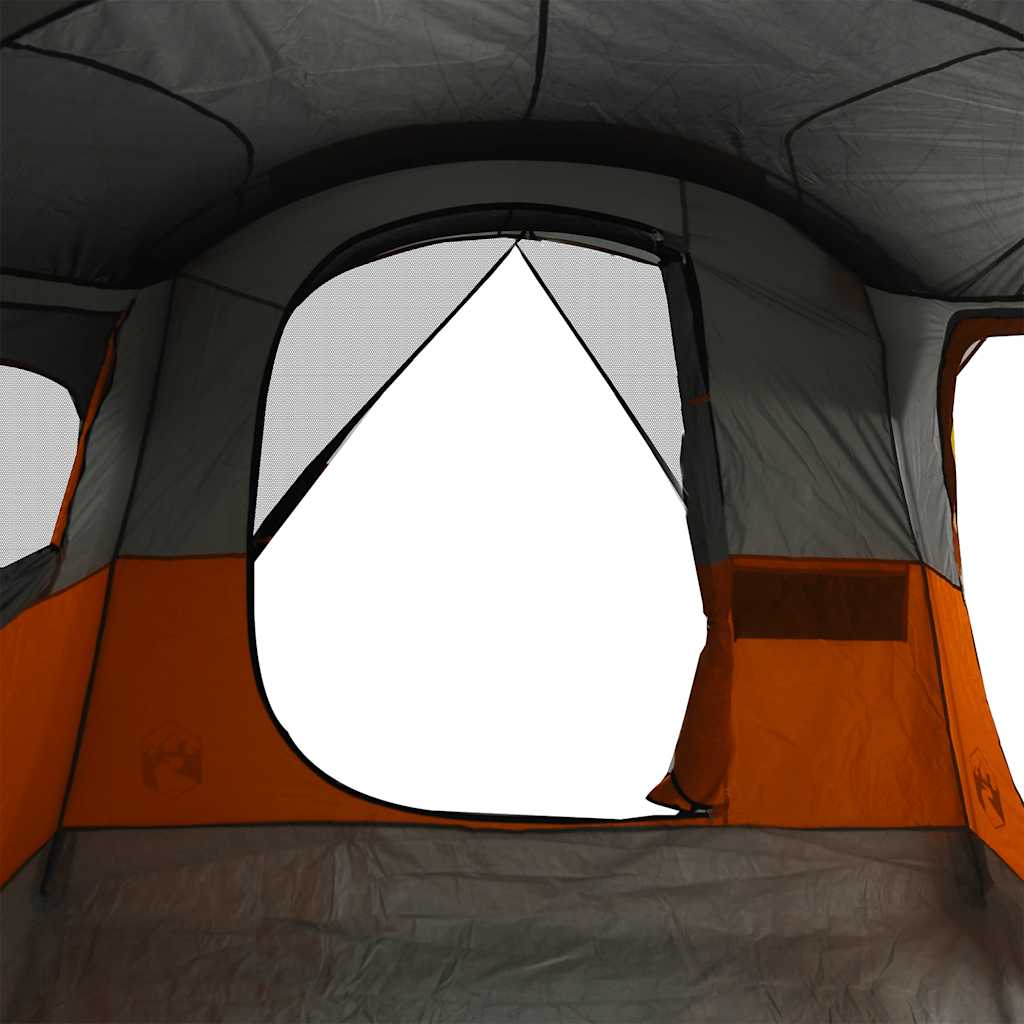 Tunneltelt For Camping 8 Personer Grå Og Oransje Vanntett