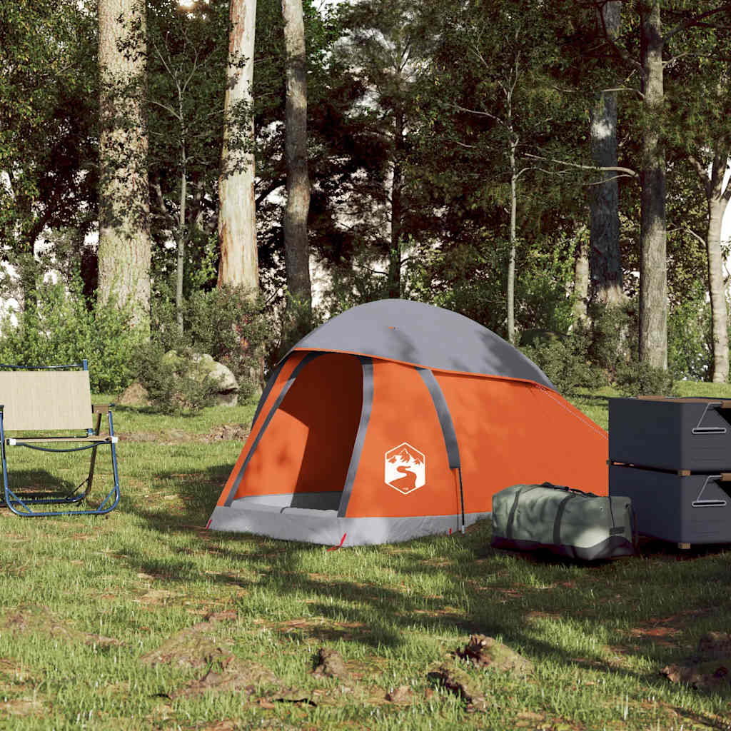 Campingtelt 1 Person Grå Og Oransje Vanntett