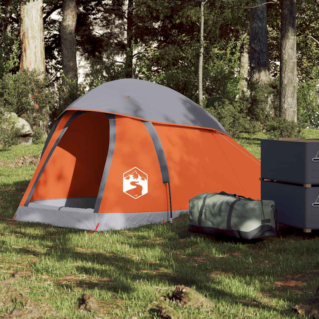 Campingtelt 1 Person Grå Og Oransje Vanntett