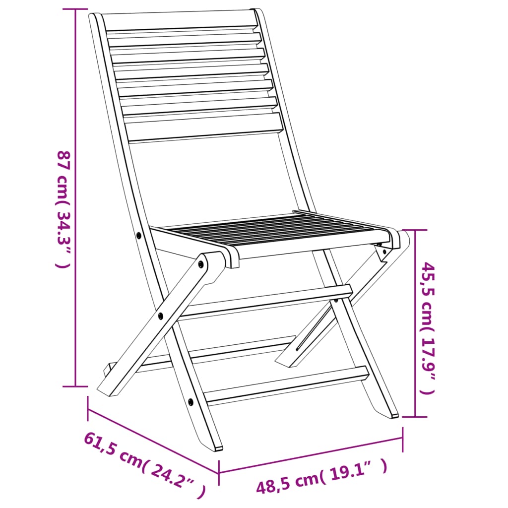 Sammenleggbare Hagestoler 4 Stk 48,5X61,5X87 Cm Heltre Akasie