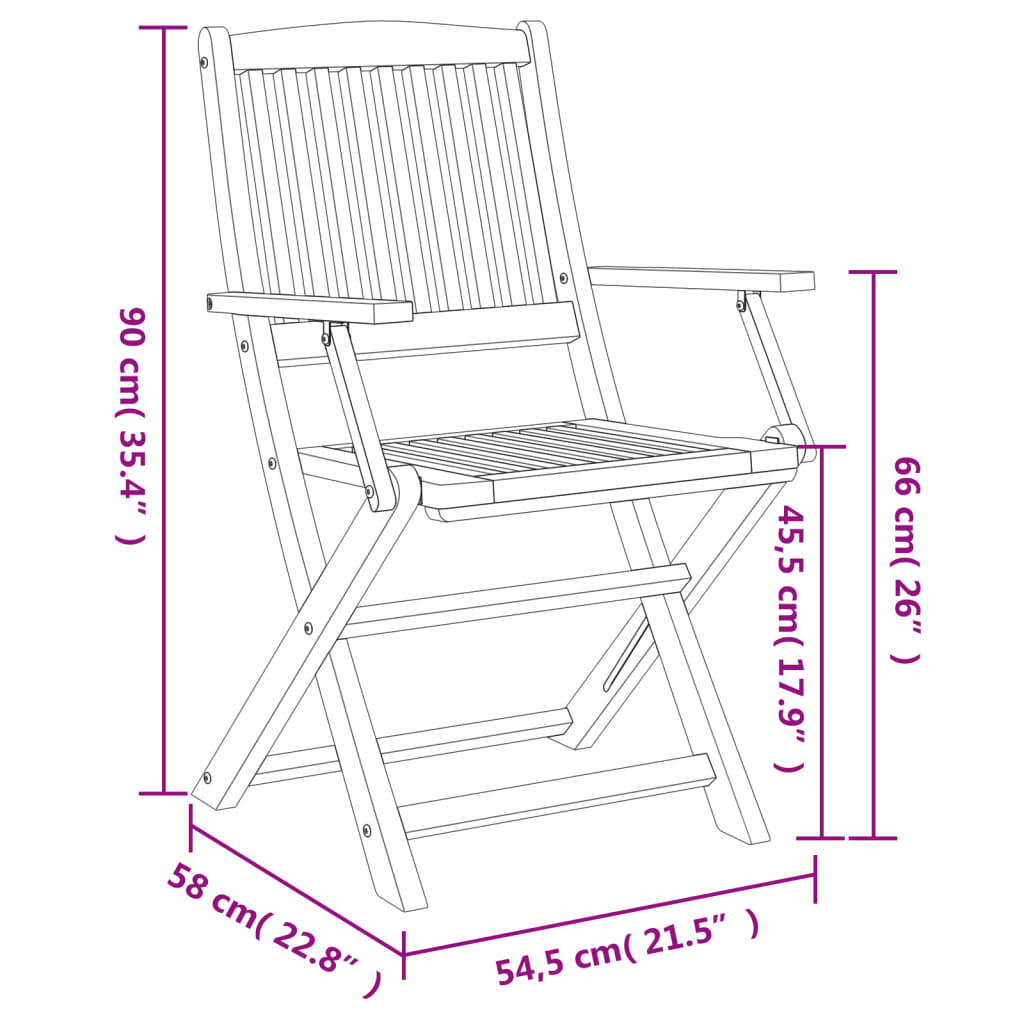 Sammenleggbare Hagestoler 2 Stk 58X54,5X90 Cm Heltre Akasie