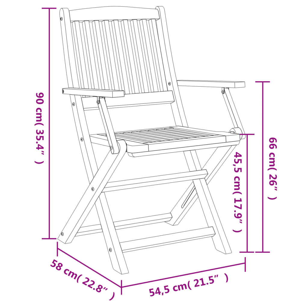 Sammenleggbare Hagestoler 4 Stk 57,5X54,5X90 Cm Heltre Akasie