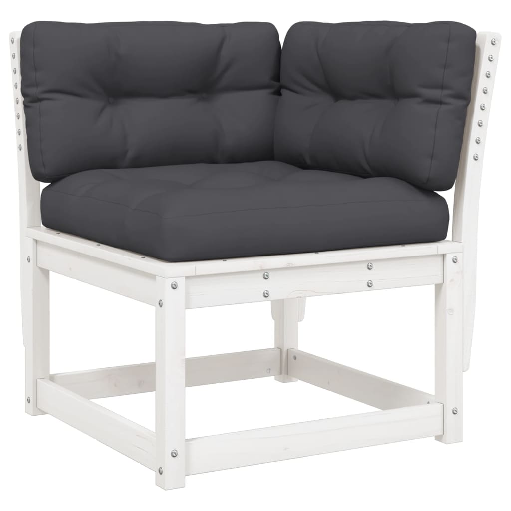 Hagesofa For Hjørne Med Pute Hvit 73X73X78 Cm Heltre Furu