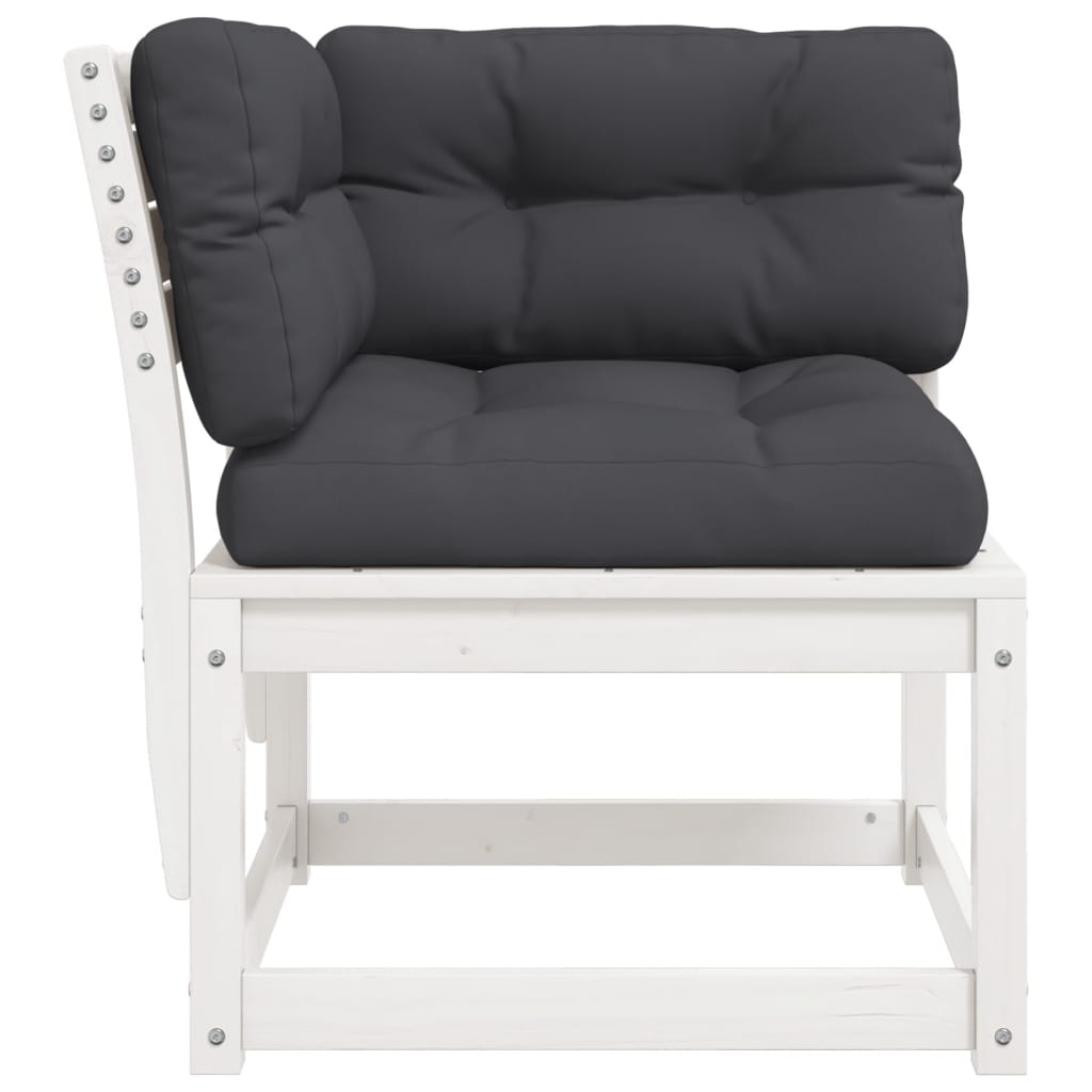Hagesofa For Hjørne Med Pute Hvit 73X73X78 Cm Heltre Furu