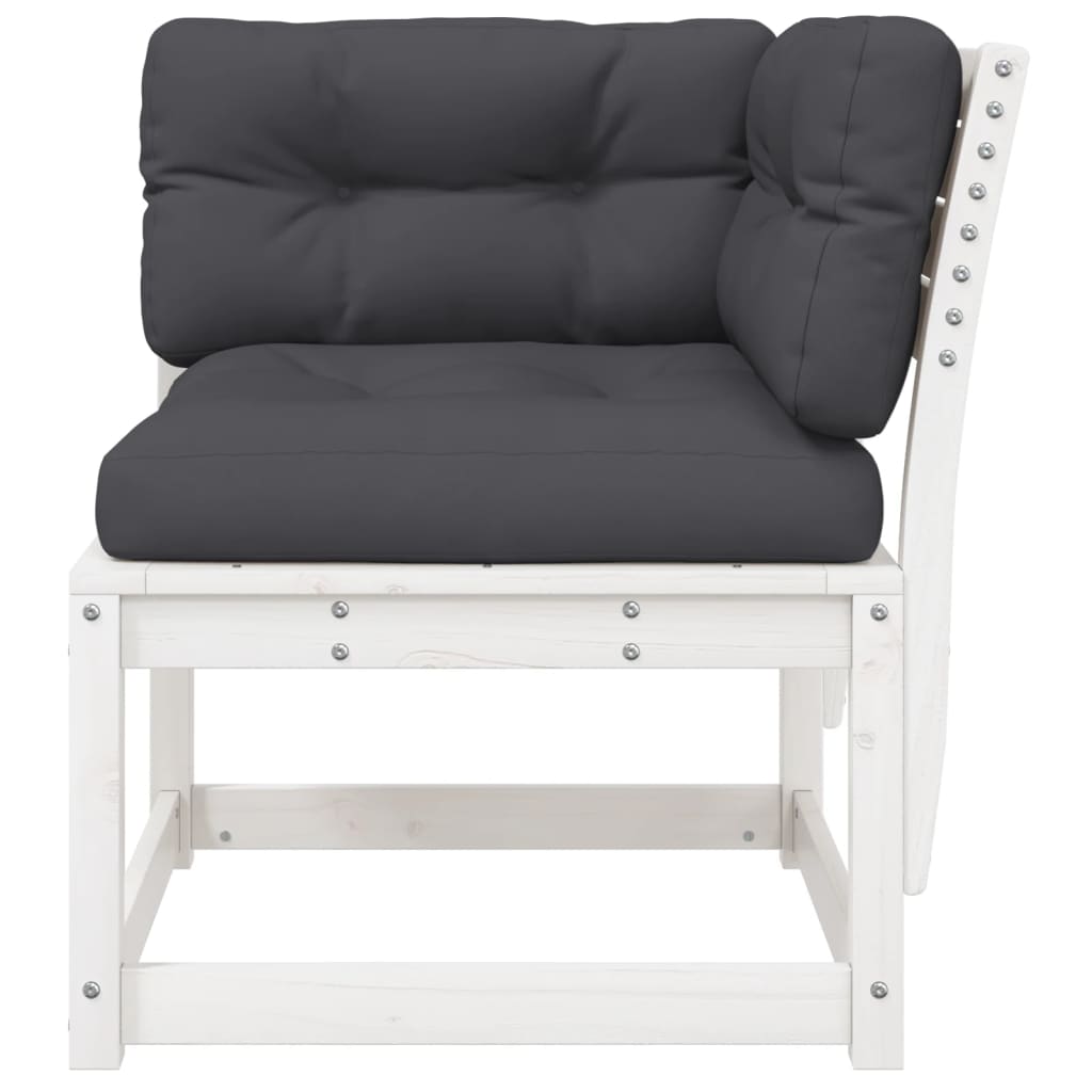 Hagesofa For Hjørne Med Pute Hvit 73X73X78 Cm Heltre Furu