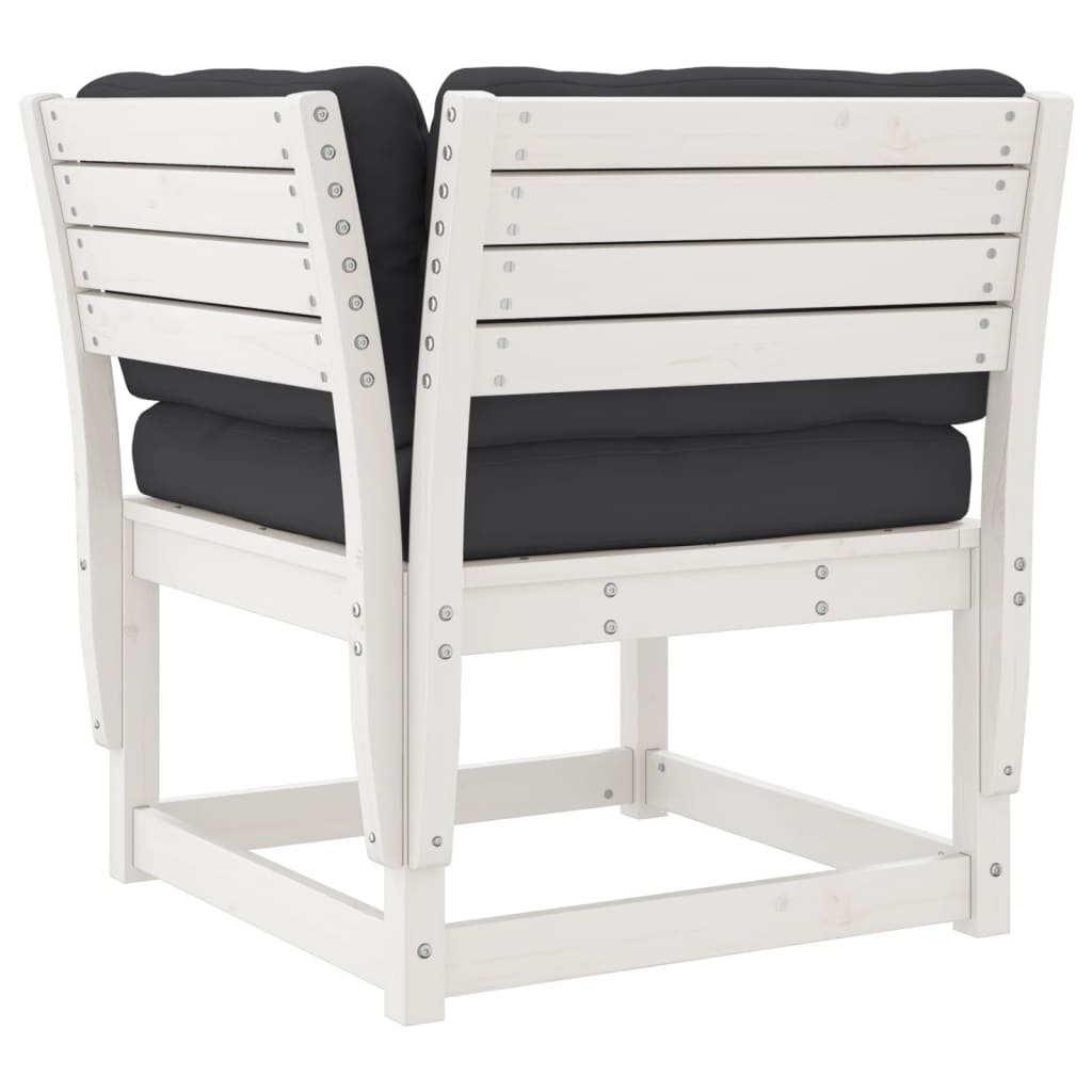 Hagesofa For Hjørne Med Pute Hvit 73X73X78 Cm Heltre Furu