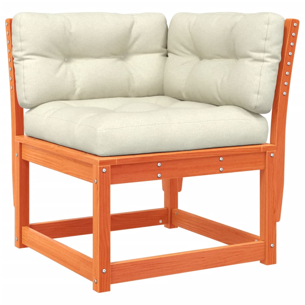 Hagesofa For Hjørne Med Pute Voksbrun 73X73X78 Cm Heltre Furu