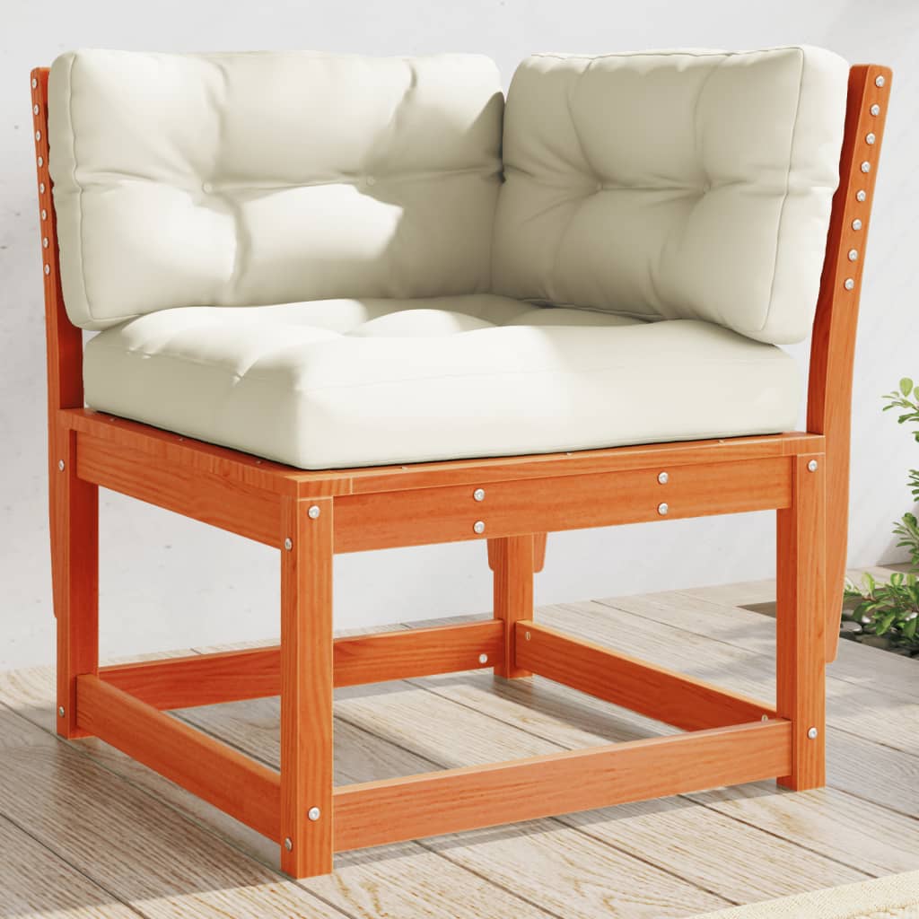 Hagesofa For Hjørne Med Pute Voksbrun 73X73X78 Cm Heltre Furu