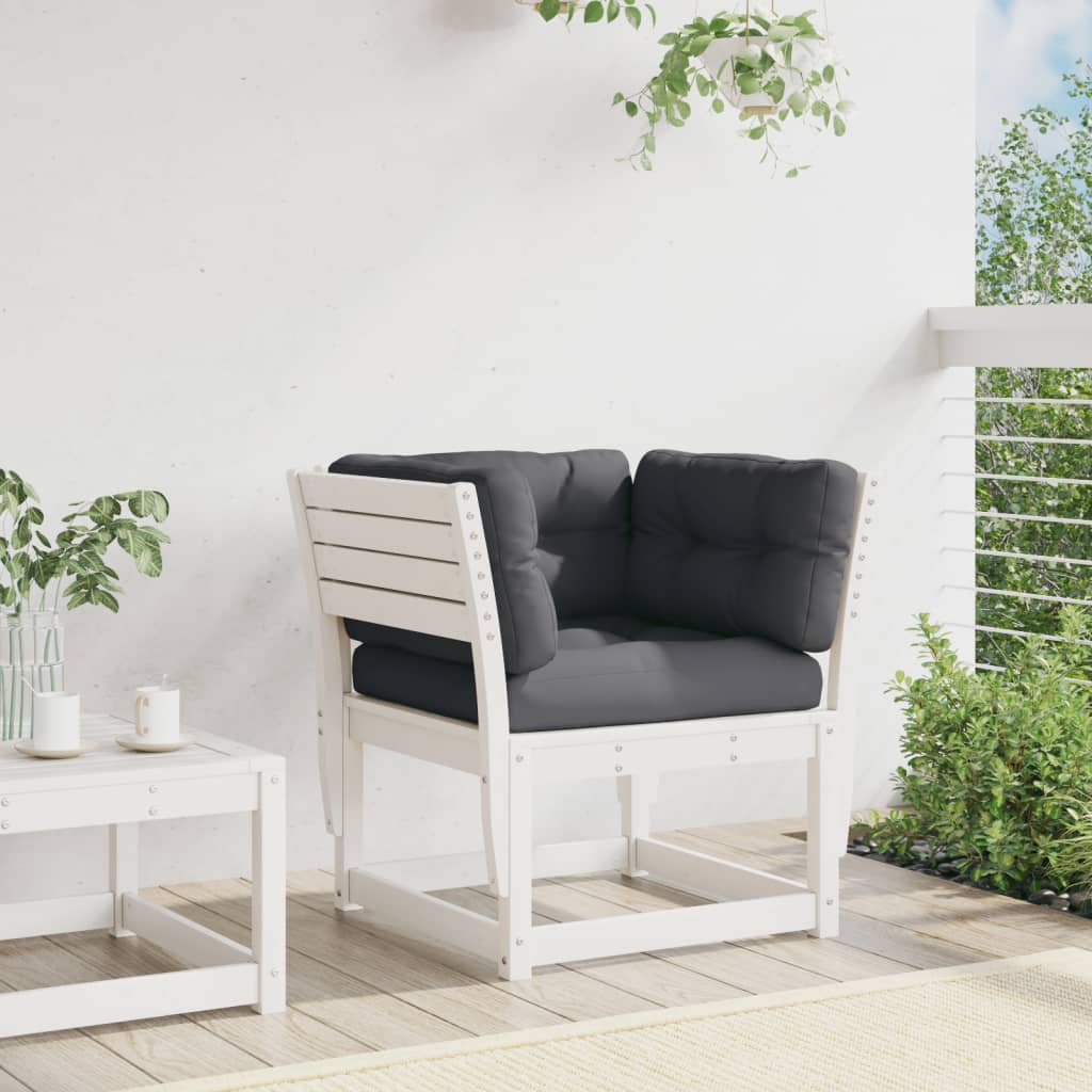 Hagesofa Med Armlener Og Puter Hvit Heltre Furu