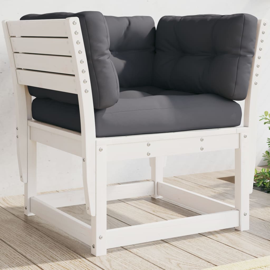 Hagesofa Med Armlener Og Puter Hvit Heltre Furu