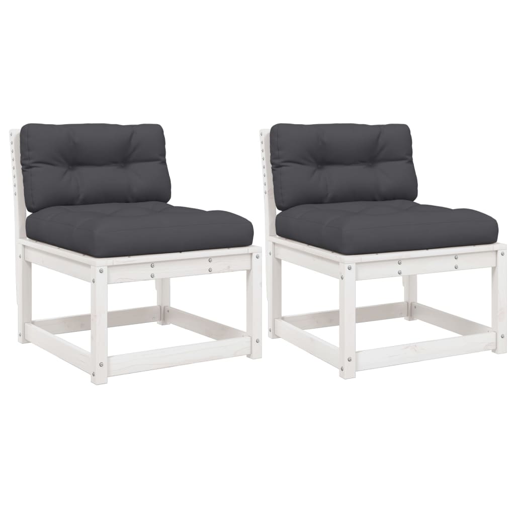 Hagesofaer Med Puter 2 Stk Hvit Heltre Furu