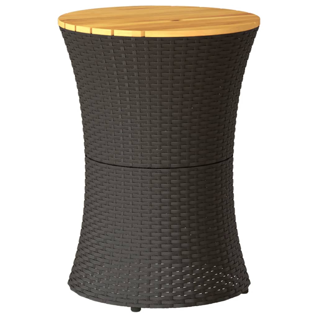Sidebord For Hage Trommeformet Svart Polyrotting Og Heltre