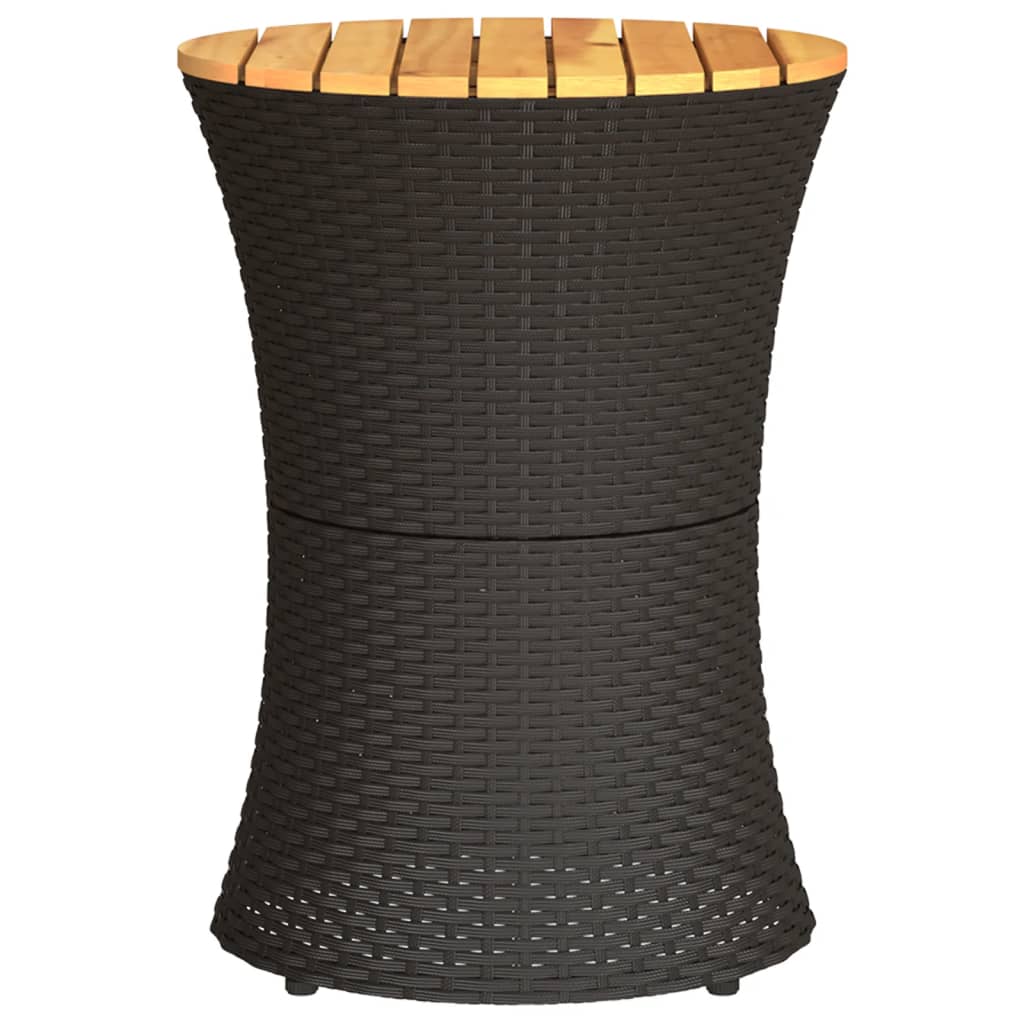 Sidebord For Hage Trommeformet Svart Polyrotting Og Heltre