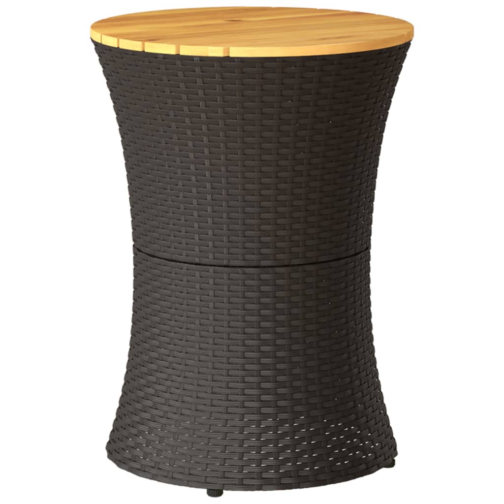 Sidebord For Hage Trommeformet Svart Polyrotting Og Heltre