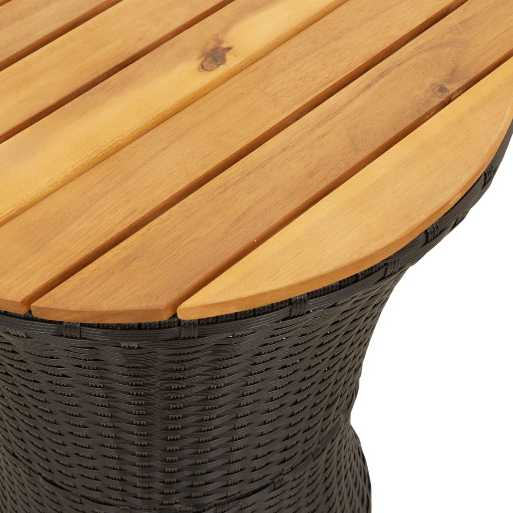 Sidebord For Hage Trommeformet Svart Polyrotting Og Heltre