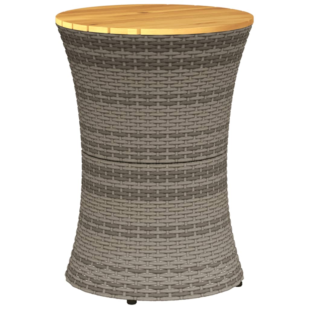 Sidebord For Hage Trommeformet Grå Polyrotting Og Heltre