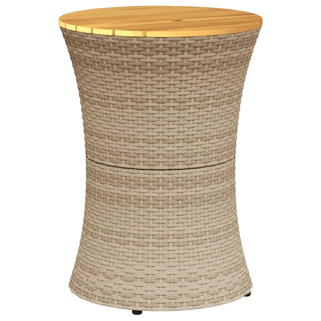 Sidebord For Hage Trommeformet Beige Polyrotting Og Heltre