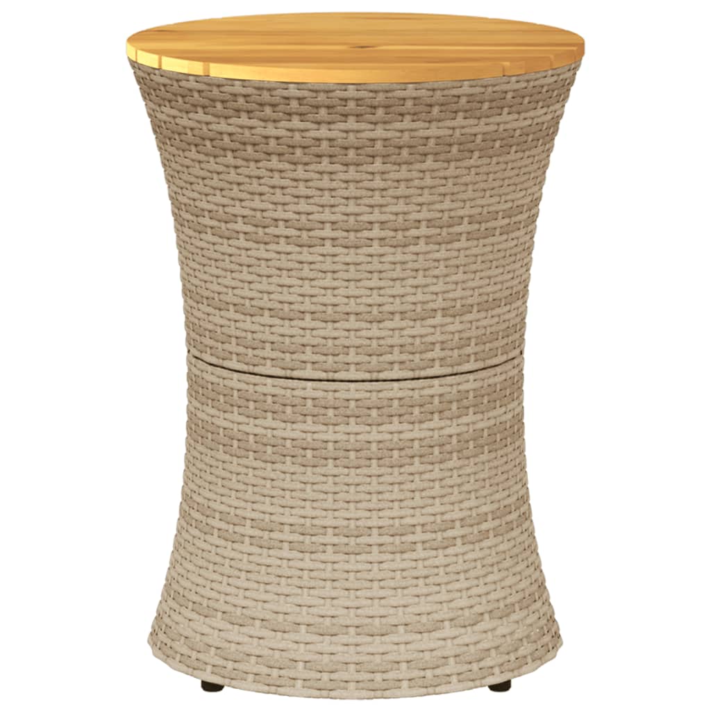 Sidebord For Hage Trommeformet Beige Polyrotting Og Heltre