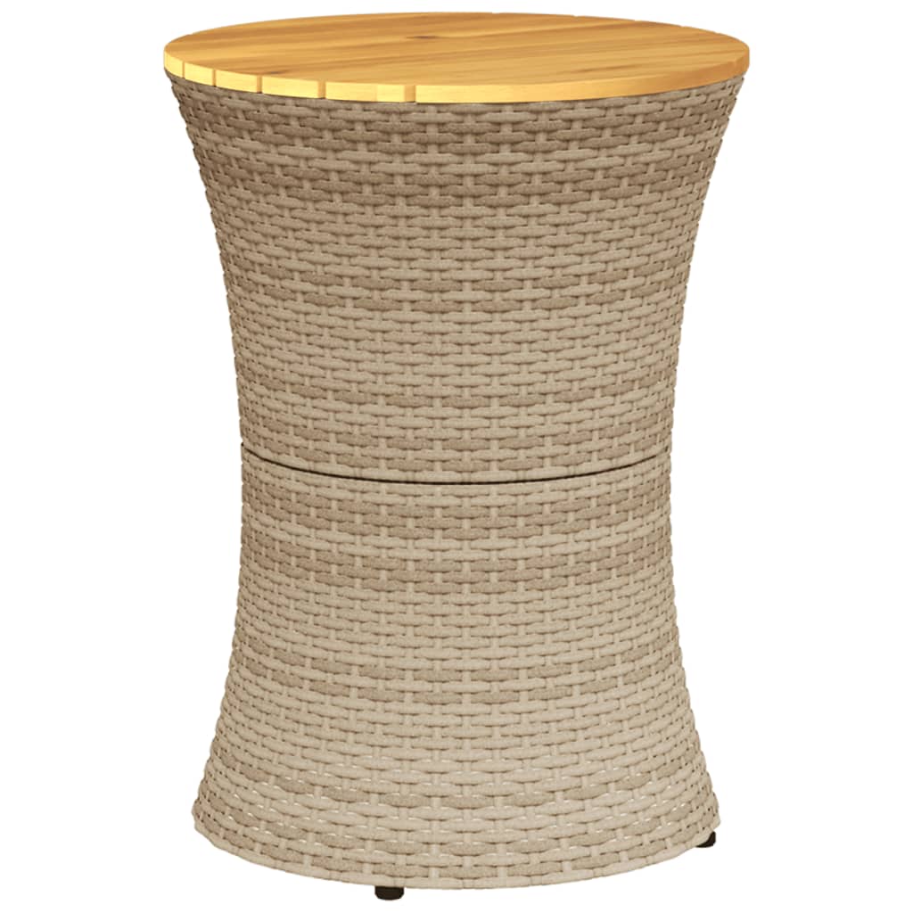 Sidebord For Hage Trommeformet Beige Polyrotting Og Heltre
