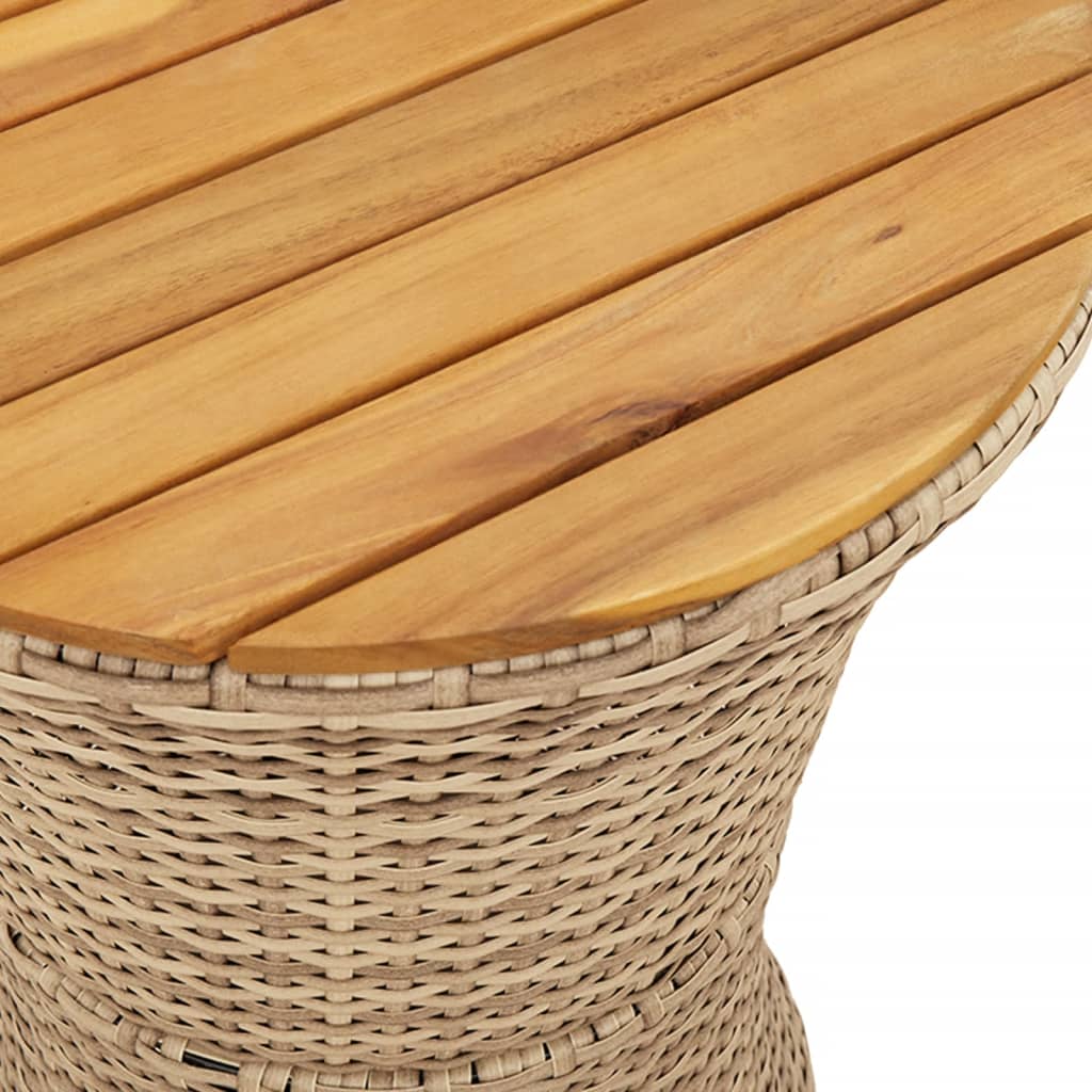 Sidebord For Hage Trommeformet Beige Polyrotting Og Heltre