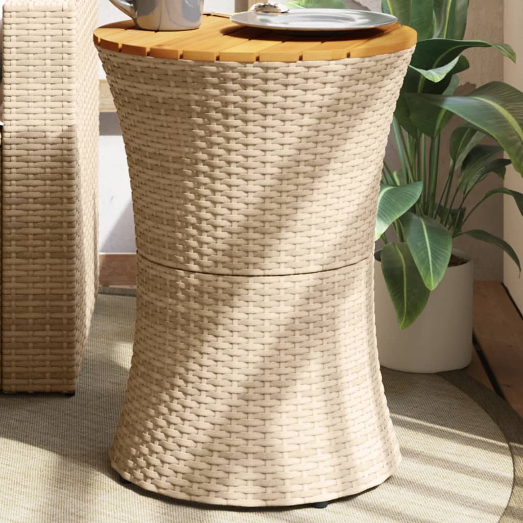 Sidebord For Hage Trommeformet Beige Polyrotting Og Heltre