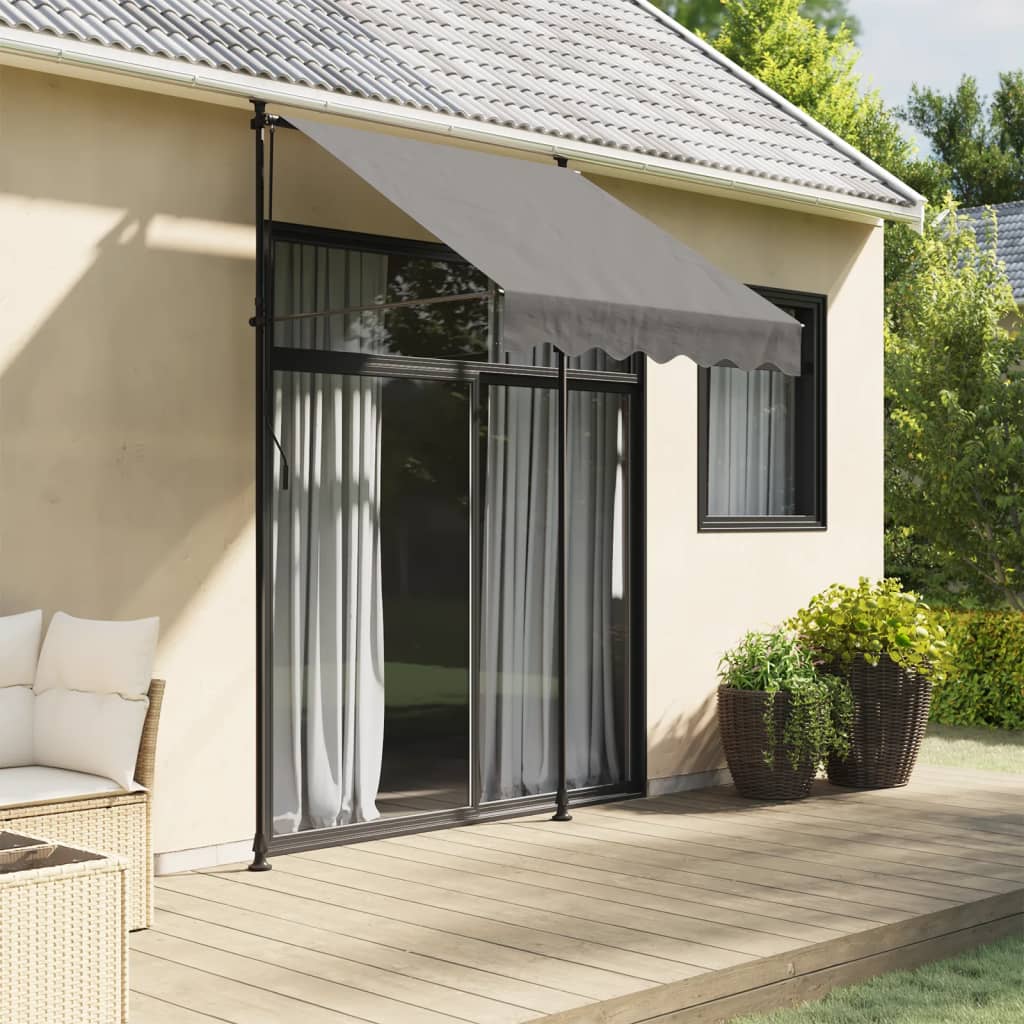 Uttrekkbar Markise Antrasitt 150X150 Cm Stoff Og Stål