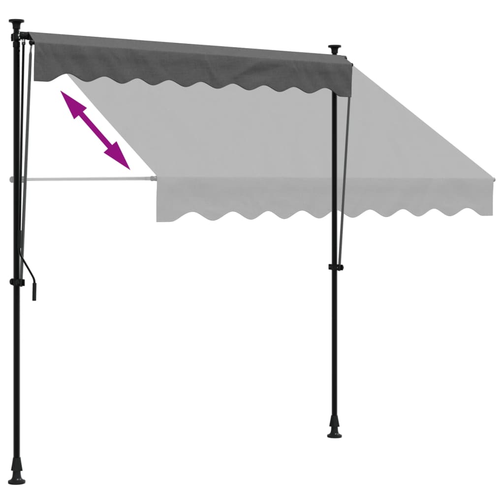 Uttrekkbar Markise Antrasitt 200X150 Cm Stoff Og Stål