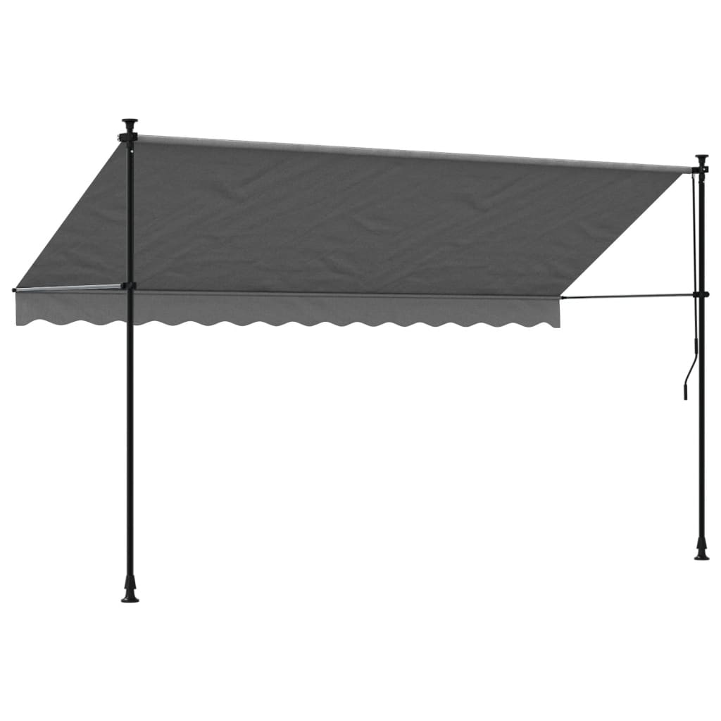 Uttrekkbar Markise Antrasitt 350X150 Cm Stoff Og Stål
