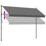 Uttrekkbar Markise Antrasitt 350X150 Cm Stoff Og Stål