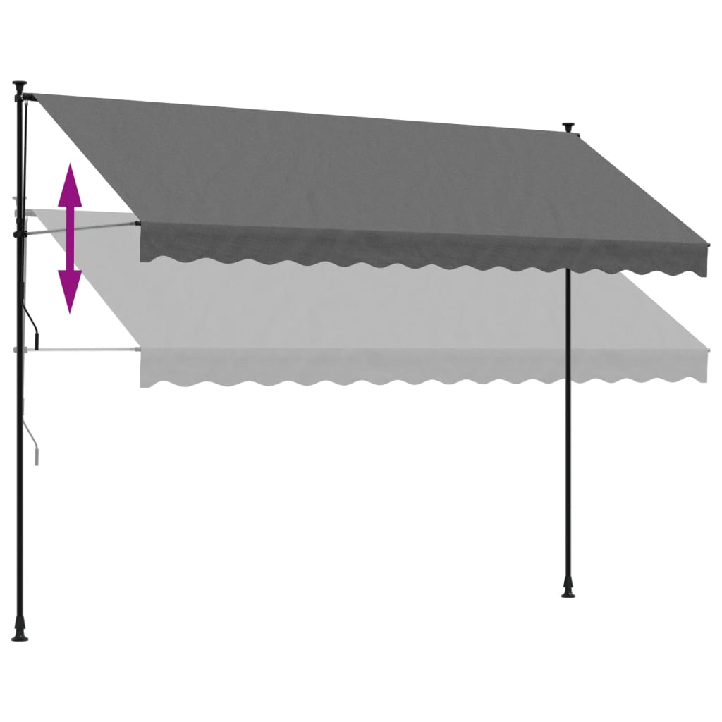 Uttrekkbar Markise Antrasitt 350X150 Cm Stoff Og Stål