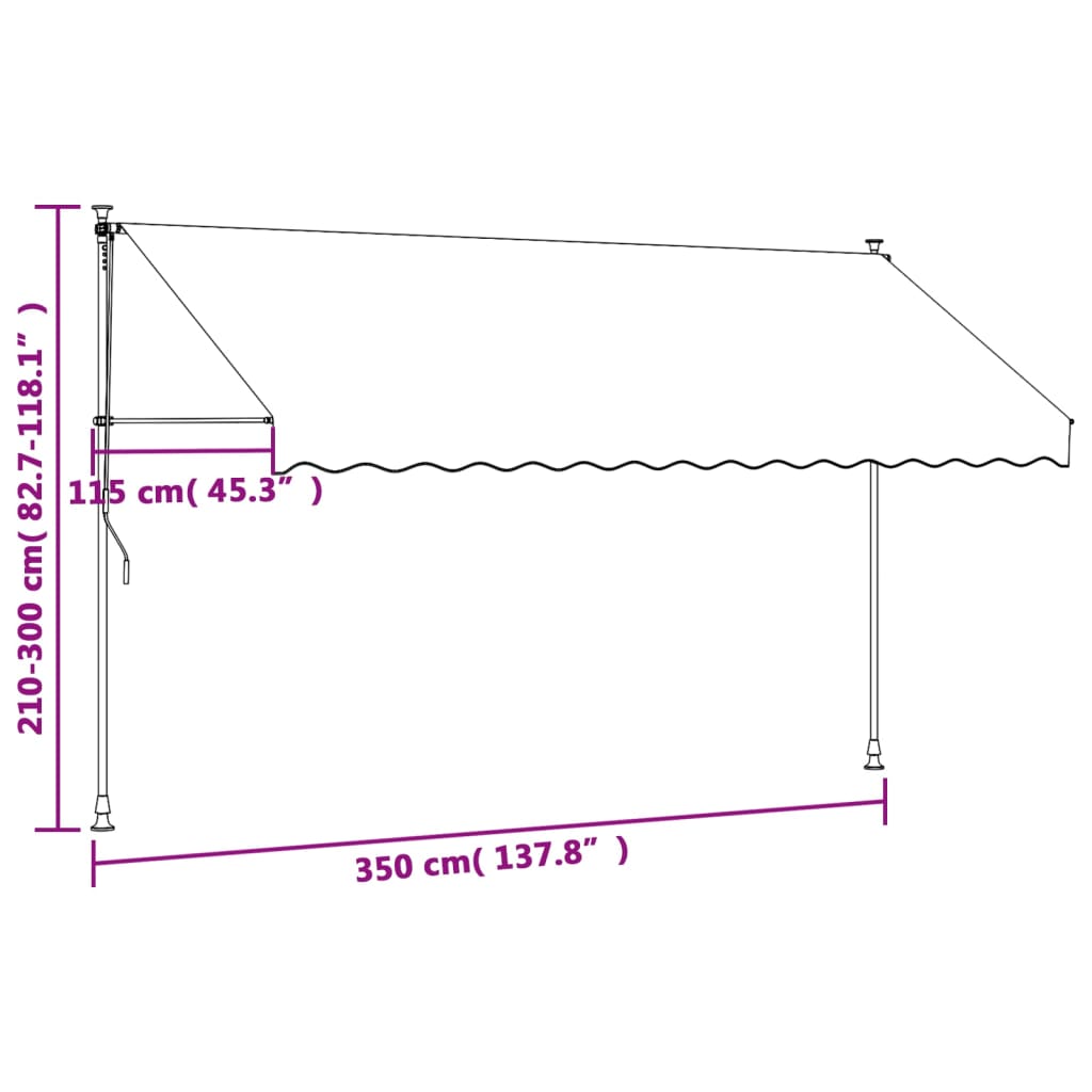 Uttrekkbar Markise Antrasitt 350X150 Cm Stoff Og Stål