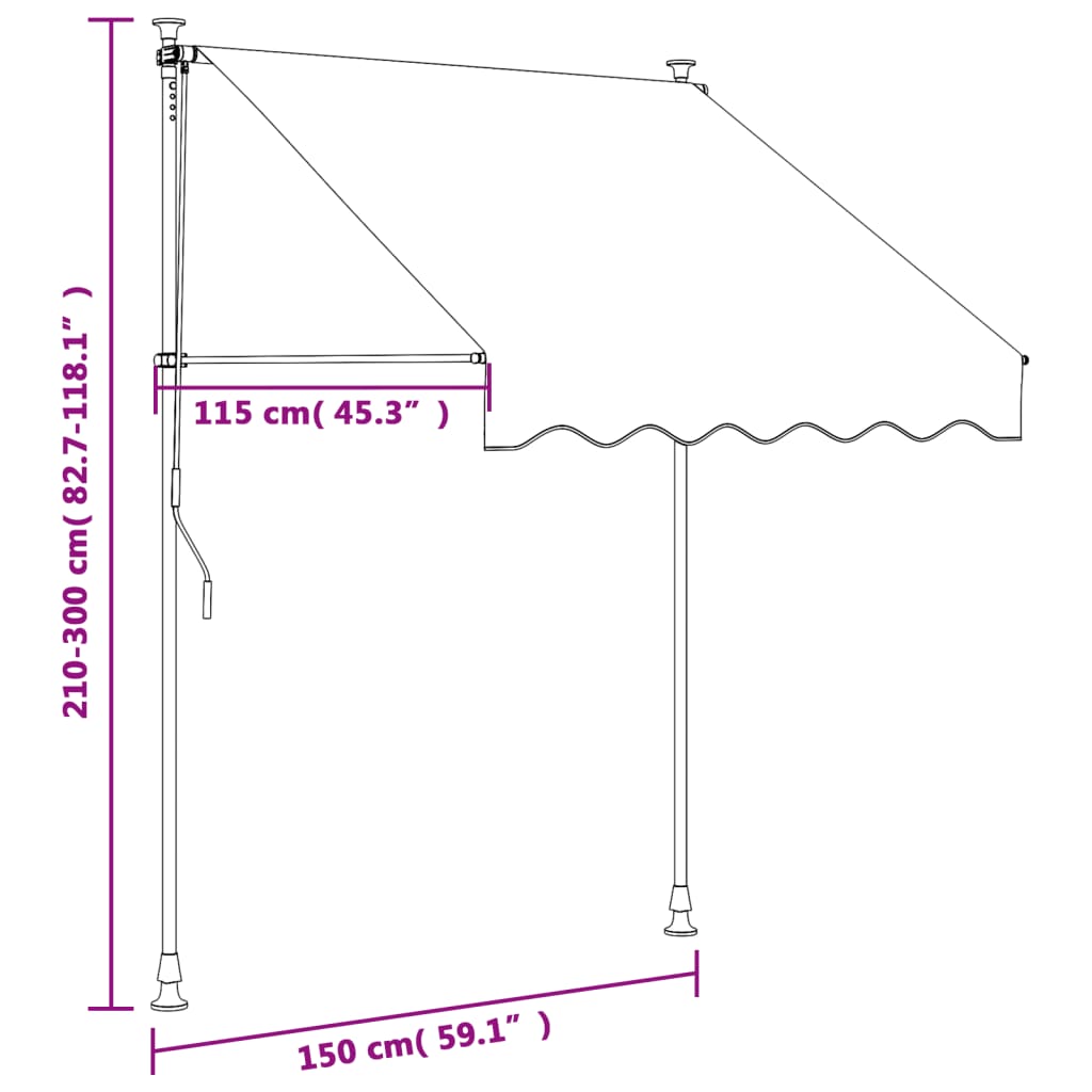 Uttrekkbar Markise Kremhvit 150X150 Cm Stoff Og Stål