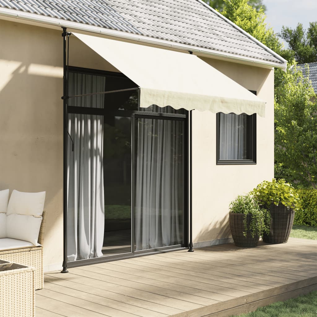 Uttrekkbar Markise Kremhvit 200X150 Cm Stoff Og Stål