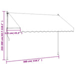 Uttrekkbar Markise Kremhvit 300X150 Cm Stoff Og Stål