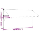 Uttrekkbar Markise Kremhvit 400X150 Cm Stoff Og Stål