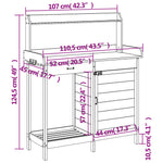 Pottebord Med Skap 110,5X45X124,5 Cm Heltre Gran